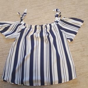 Navy blue and white blouse